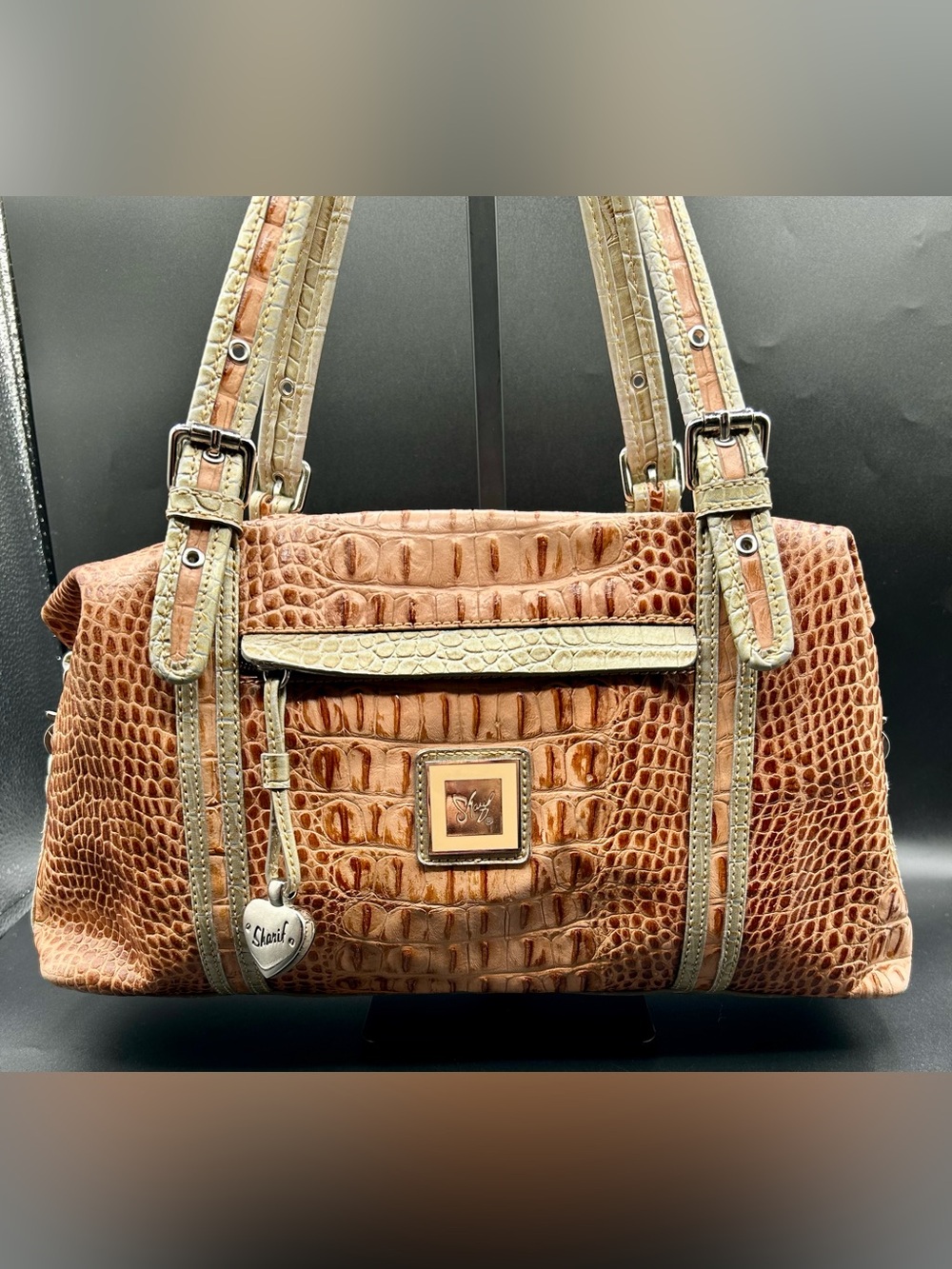 SHARIF Crocodile - Embossed Leather Shoulder and Handbag.